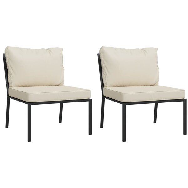 vidaXL Chaises de jardin et coussins sable lot de 2 60x74x79 cm acier