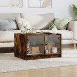 vidaXL Table basse avec portes en verre chêne fumé 68x50x42 cm