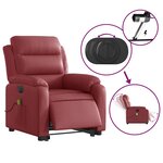 vidaXL Fauteuil inclinable de massage électrique rouge bordeaux