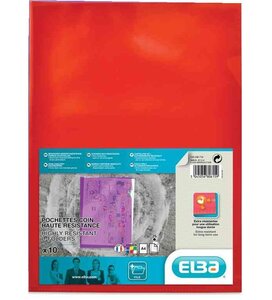 Lot de 10 Pochettes coin A4 (21x29 7 cm) PVC150 Lisse Ultra Resistante Rouge OXFORD