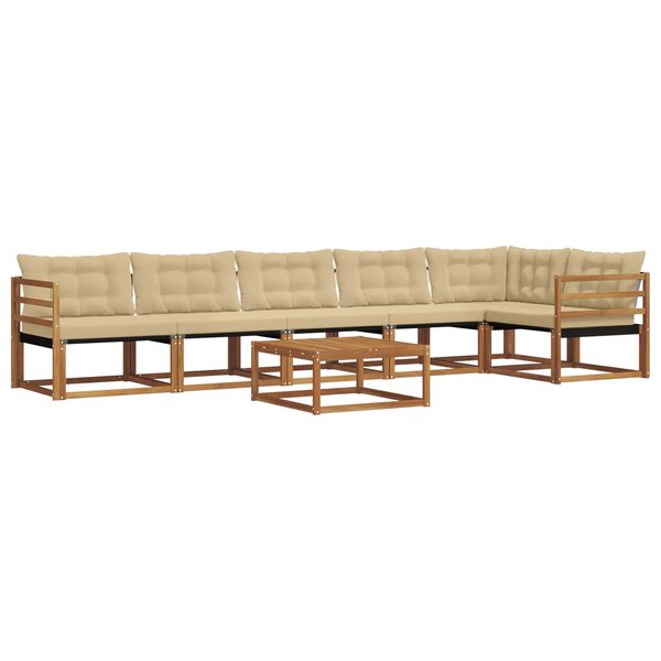 vidaXL Ensemble de canapés d'extérieur 7 Pièces Naturel et Beige