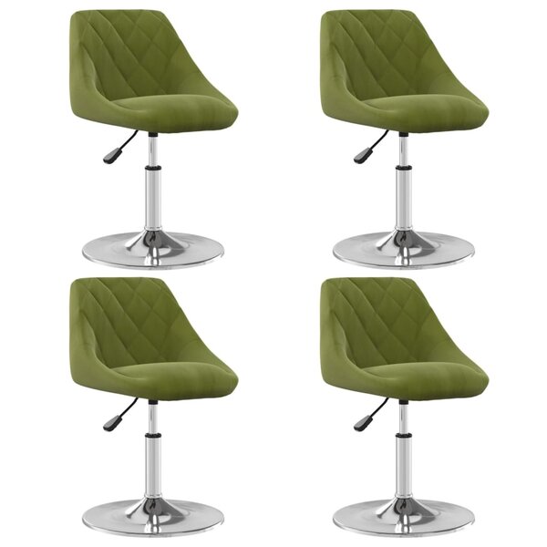 vidaXL Chaises pivotantes à manger lot de 4 vert clair velours