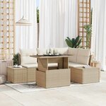 vidaXL Ensemble de canapé de jardin avec coussin 5 Pièces beige et crème