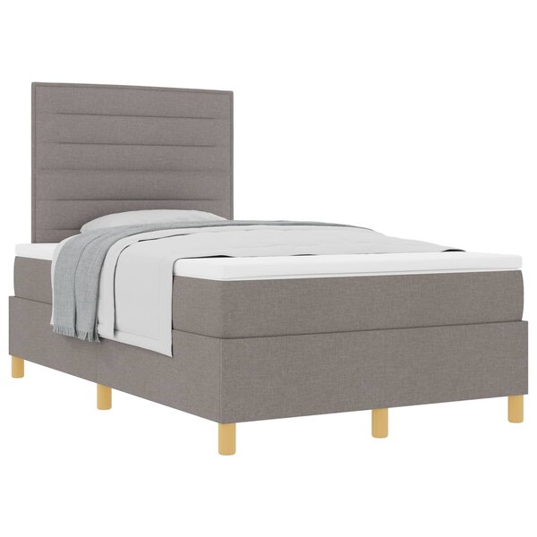 vidaXL Lit à ressorts avec matelas Taupe 120 x 200 cm tissu