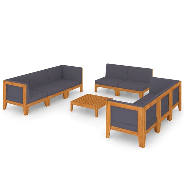 vidaXL Salon de jardin 9 Pièces avec coussins Bois d'acacia solide