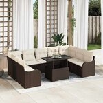 vidaXL Ensemble de canapé de jardin 10 Pièces Marron Poly rotin