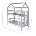 Lit superposé cabane MONTY 242 cm gris