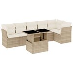 vidaXL Salon de jardin avec coussins 7 Pièces beige résine tressée