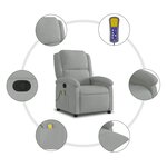 vidaXL Fauteuil inclinable de massage gris clair velours