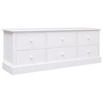 vidaXL Meuble TV Blanc 108x30x40 cm Bois de Paulownia solide