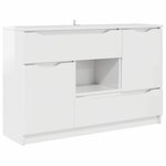 vidaXL Buffet Blanc brillant 100 x 30 x 65 6 Bois d'ingénierie