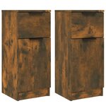 vidaXL Buffets 2 Pièces Chêne fumé 30x30x70 cm Bois d'ingénierie