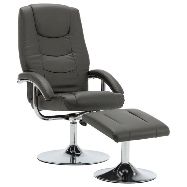 vidaXL Fauteuil inclinable avec repose-pied Gris Similicuir