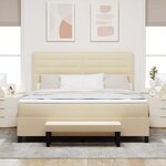 vidaXL Lit à ressorts avec matelas Crème 180 x 200 cm tissu