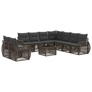 vidaXL Ensemble de canapé de jardin 10 pc Gris et Gris foncé polyrotin