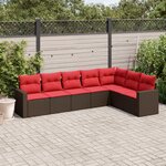 vidaXL Salon de jardin avec coussins 7 Pièces marron résine tressée