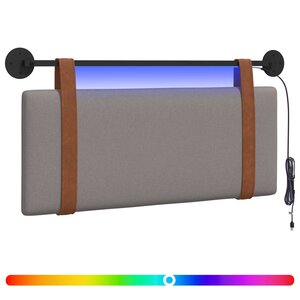 vidaXL Tête de lit suspendue Avec lumière LED Taupe PU antique