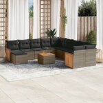 vidaXL Salon de jardin avec coussins 12 Pièces gris résine tressée