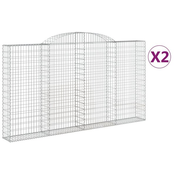 vidaXL Paniers à gabions arqués 2 Pièces 300x30x160/180 cm fer galvanisé