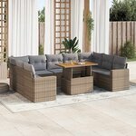 vidaXL Salon de jardin avec coussins 10 Pièces beige résine tressée