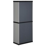 vidaXL Armoire de rangement de jardin 3 étagères Gris/noir 68x40x168cm
