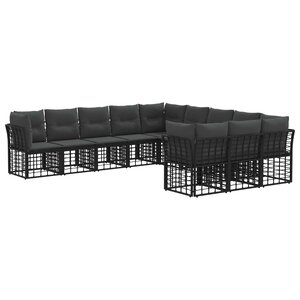vidaXL Ensemble de canapés d'extérieur Noir et Gris foncé Polyester