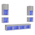 vidaXL Unités murales TV avec LED 8 Pièces gris sonoma bois d'ingénierie