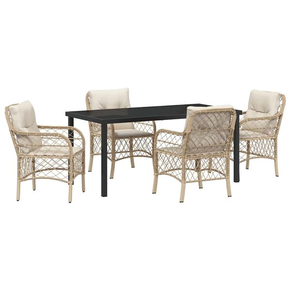 vidaXL Ensemble de salle à manger pour jardin 5 Pièces Beige Poly rotin