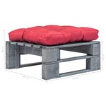 vidaXL Repose-pied palette de jardin avec coussin en rouge gris bois