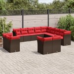 vidaXL Salon de jardin avec coussins 13 Pièces marron résine tressée