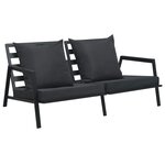 vidaXL Canapé de jardin à 2 places avec coussins Gris foncé Aluminium