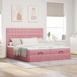 vidaXL Cadre de lit ottoman avec matelas rose 180x200 cm velours