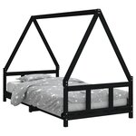 vidaXL Cadre de lit pour enfants noir 90x190 cm bois de pin massif