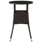 vidaXL Table de jardin Ø60x75 cm Verre trempé/résine tressée Marron