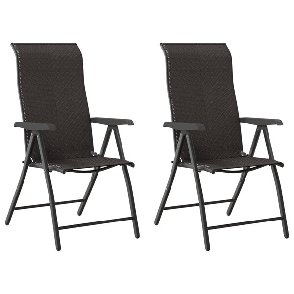 vidaXL Chaises pliables jardin lot de 2 couleur café noir poly rotin