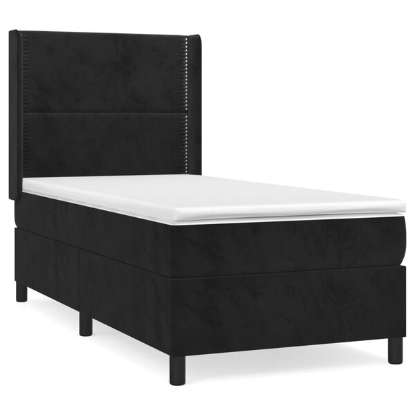 vidaXL Sommier à lattes de lit et matelas Noir 80x200 cm Velours