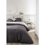 TODAY Parure de couette Gabin - 100% coton percale - 240 x 260 cm - Gris canon de fusil TODAY