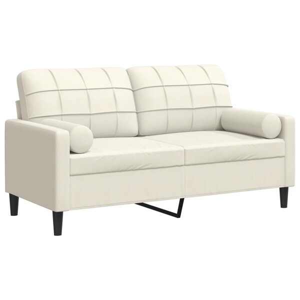 vidaXL Canapé 2 places avec oreillers décoratifs crème 140 cm velours