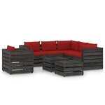 vidaXL Salon de jardin 8 Pièces avec coussins Bois imprégné de gris