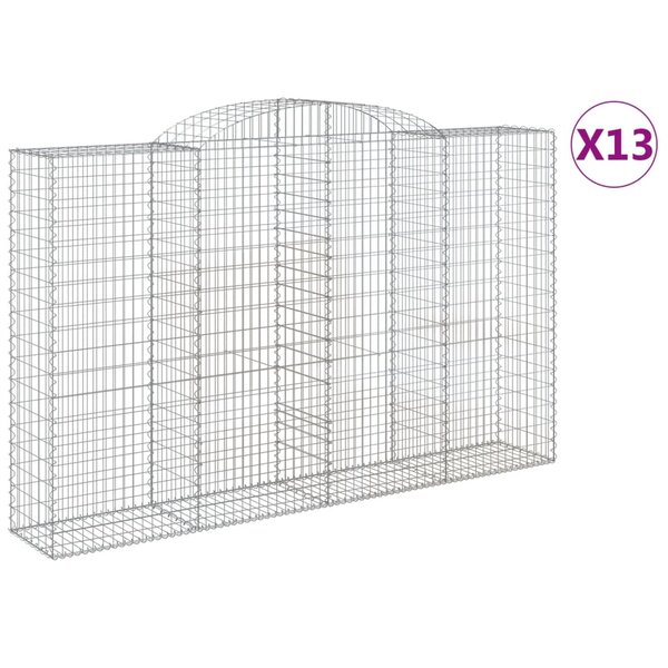 vidaXL Paniers à gabions arqués 13 Pièces 300x50x180/200 cm fer galvanisé