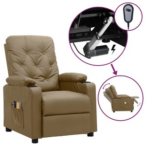 vidaXL Fauteuil de massage électrique Cappuccino Similicuir