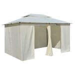 vidaXL Tonnelle avec rideaux 4 x 3 m Blanc