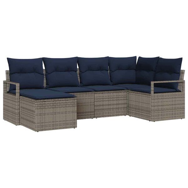vidaXL Ensemble de Canapés avec coussin 6 Pièces Gris polyrotin
