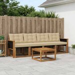 vidaXL Ensemble de canapés d'extérieur 5 Pièces Naturel et Beige