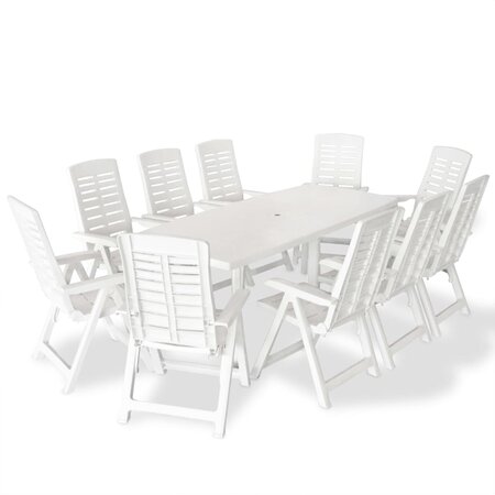 vidaXL Mobilier à dîner d'extérieur 11 Pièces Plastique Blanc