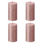 Bolsius Bougies pilier rustiques Shimmer 4 Pièces 130x68 mm Rose