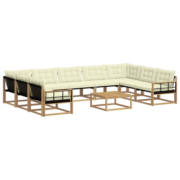 vidaXL Ensemble de canapés d'extérieur 10 Pièces Blanc et crème