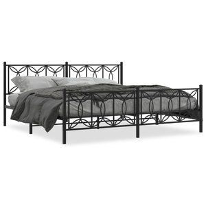 vidaXL Cadre de lit métal sans matelas avec pied de lit noir 193x203cm