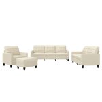 vidaXL Ensemble de canapés 4 Pièces avec coussins Crème Similicuir
