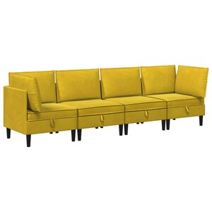 vidaXL Ensemble de meubles pour le salon 4 Pièces Jaune Velours
